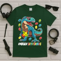 Embrace Differences Autism Awareness Dino T-Shirt