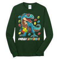 Embrace Differences Autism Awareness Dino Tall Long Sleeve T-Shirt