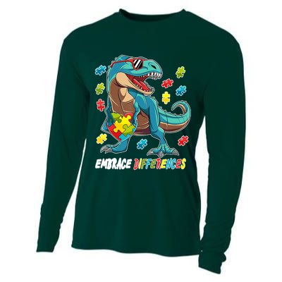 Embrace Differences Autism Awareness Dino Cooling Performance Long Sleeve Crew