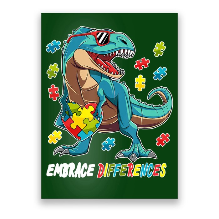 Embrace Differences Autism Awareness Dino Poster