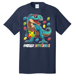 Embrace Differences Autism Awareness Dino Tall T-Shirt