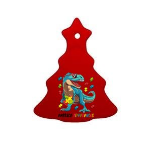 Embrace Differences Autism Awareness Dino Ceramic Tree Ornament