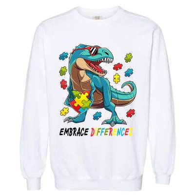 Embrace Differences Autism Awareness Dino Garment-Dyed Sweatshirt