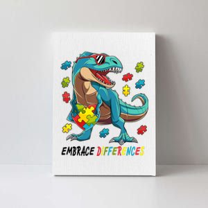 Embrace Differences Autism Awareness Dino Canvas