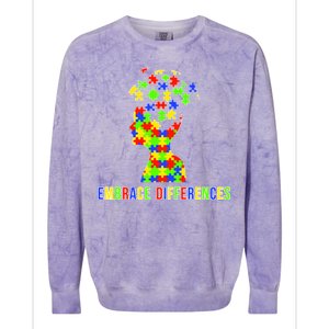 Embrace Differences Autism Awareness Puzzle Pieces Colorblast Crewneck Sweatshirt