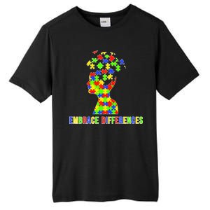 Embrace Differences Autism Awareness Puzzle Pieces Tall Fusion ChromaSoft Performance T-Shirt