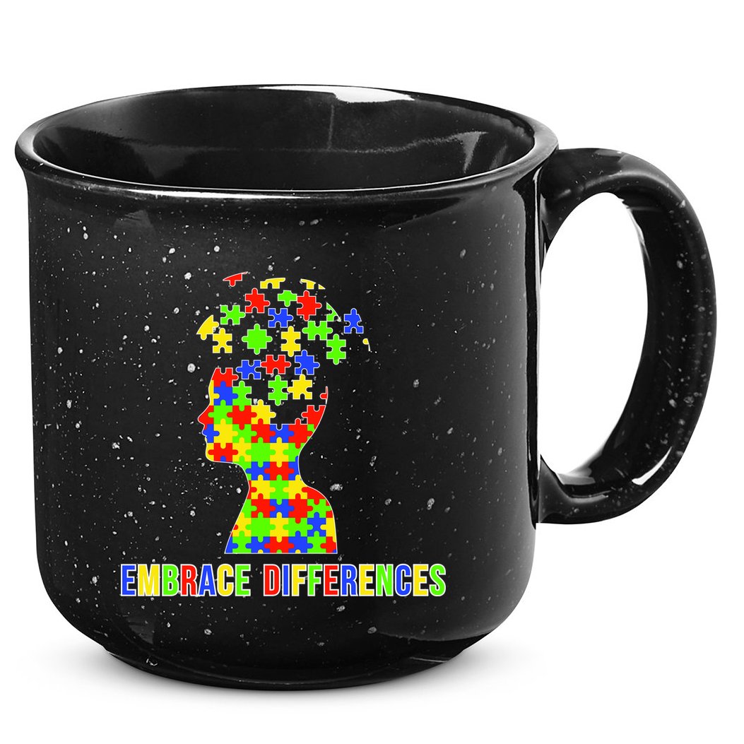 Embrace Differences Autism Awareness Puzzle Pieces 15oz Campfire Ceramic Mug