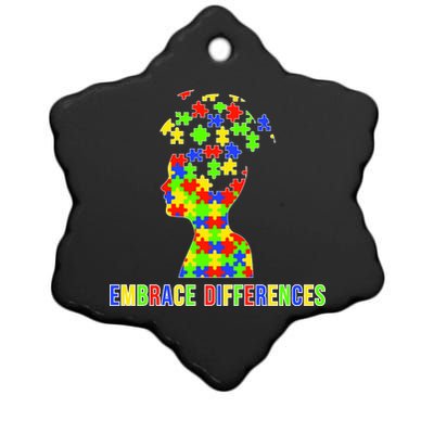 Embrace Differences Autism Awareness Puzzle Pieces Ceramic Star Ornament