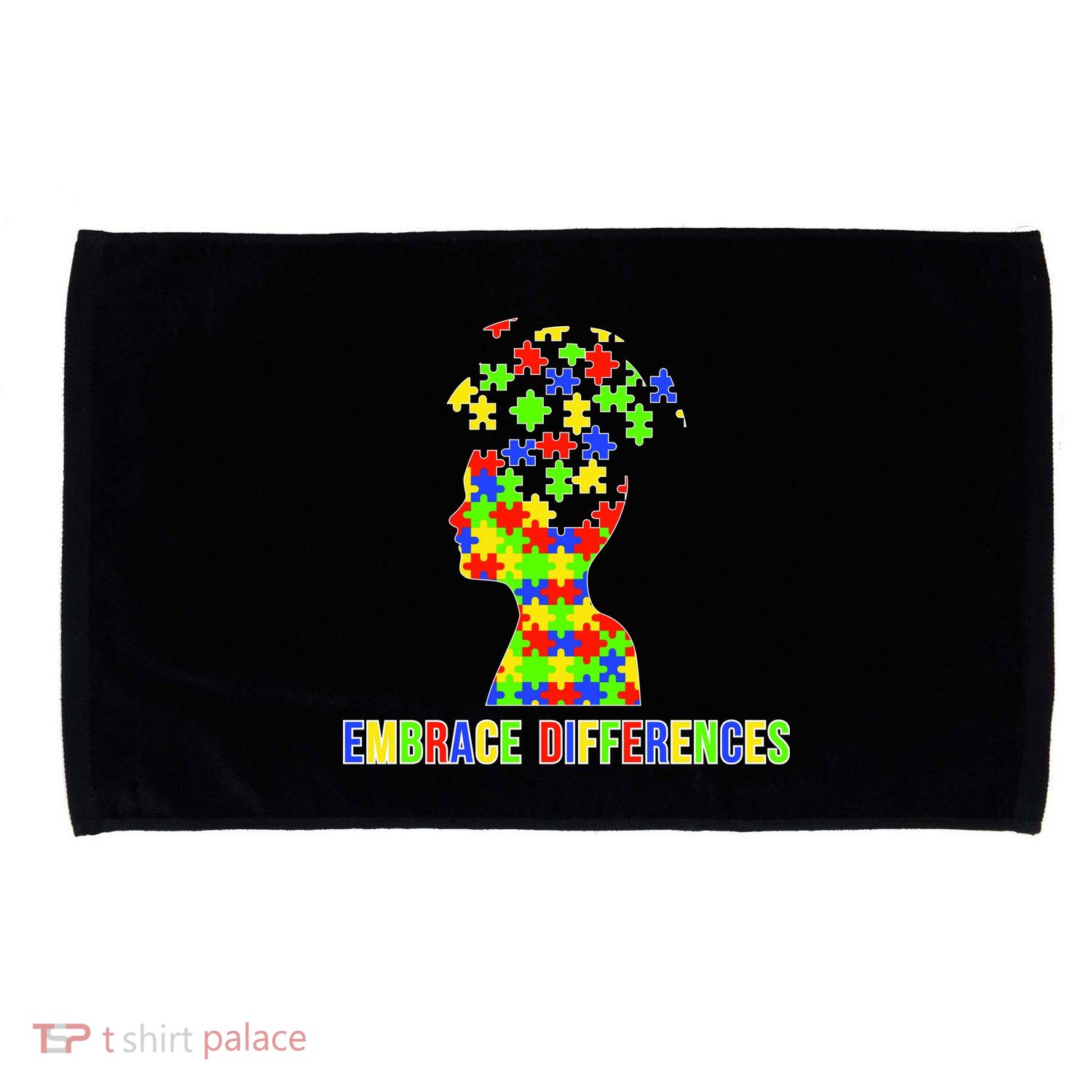 Embrace Differences Autism Awareness Puzzle Pieces Microfiber Hand Towel