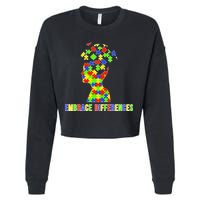 Embrace Differences Autism Awareness Puzzle Pieces Cropped Pullover Crew