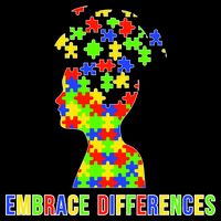 Embrace Differences Autism Awareness Puzzle Pieces Cropped Pullover Crew