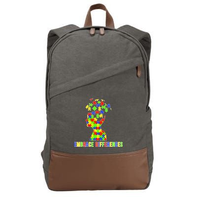Embrace Differences Autism Awareness Puzzle Pieces Cotton Canvas Backpack