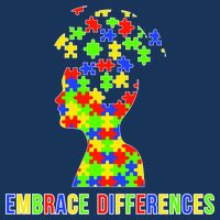 Embrace Differences Autism Awareness Puzzle Pieces 7 Panel Mesh Trucker Snapback Hat
