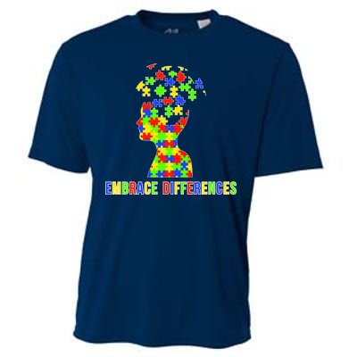 Embrace Differences Autism Awareness Puzzle Pieces Cooling Performance Crew T-Shirt