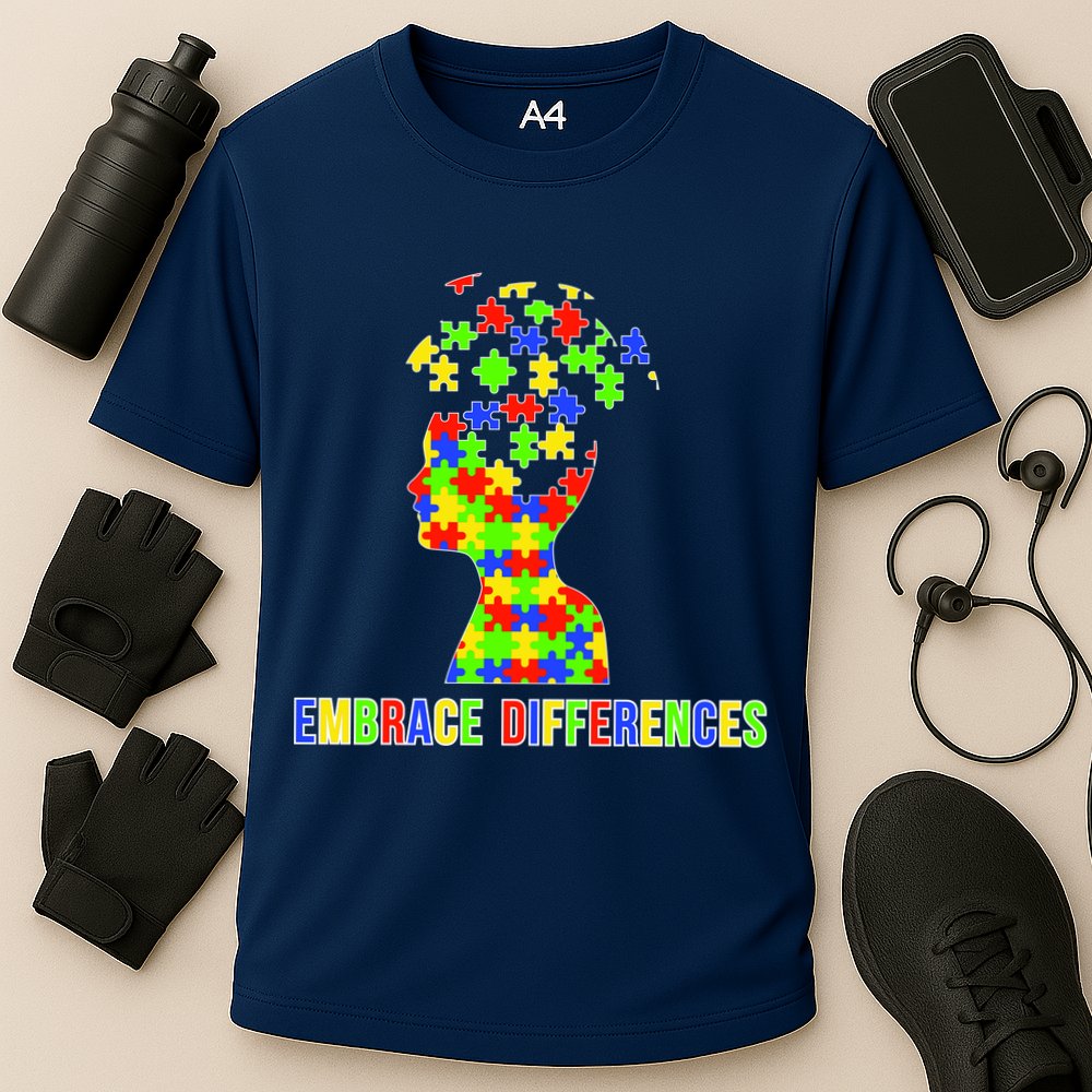 Embrace Differences Autism Awareness Puzzle Pieces Performance Shirt