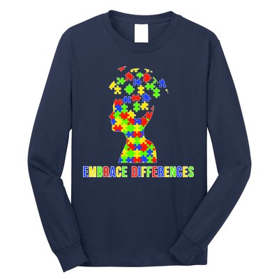 Embrace Differences Autism Awareness Puzzle Pieces Long Sleeve Shirt