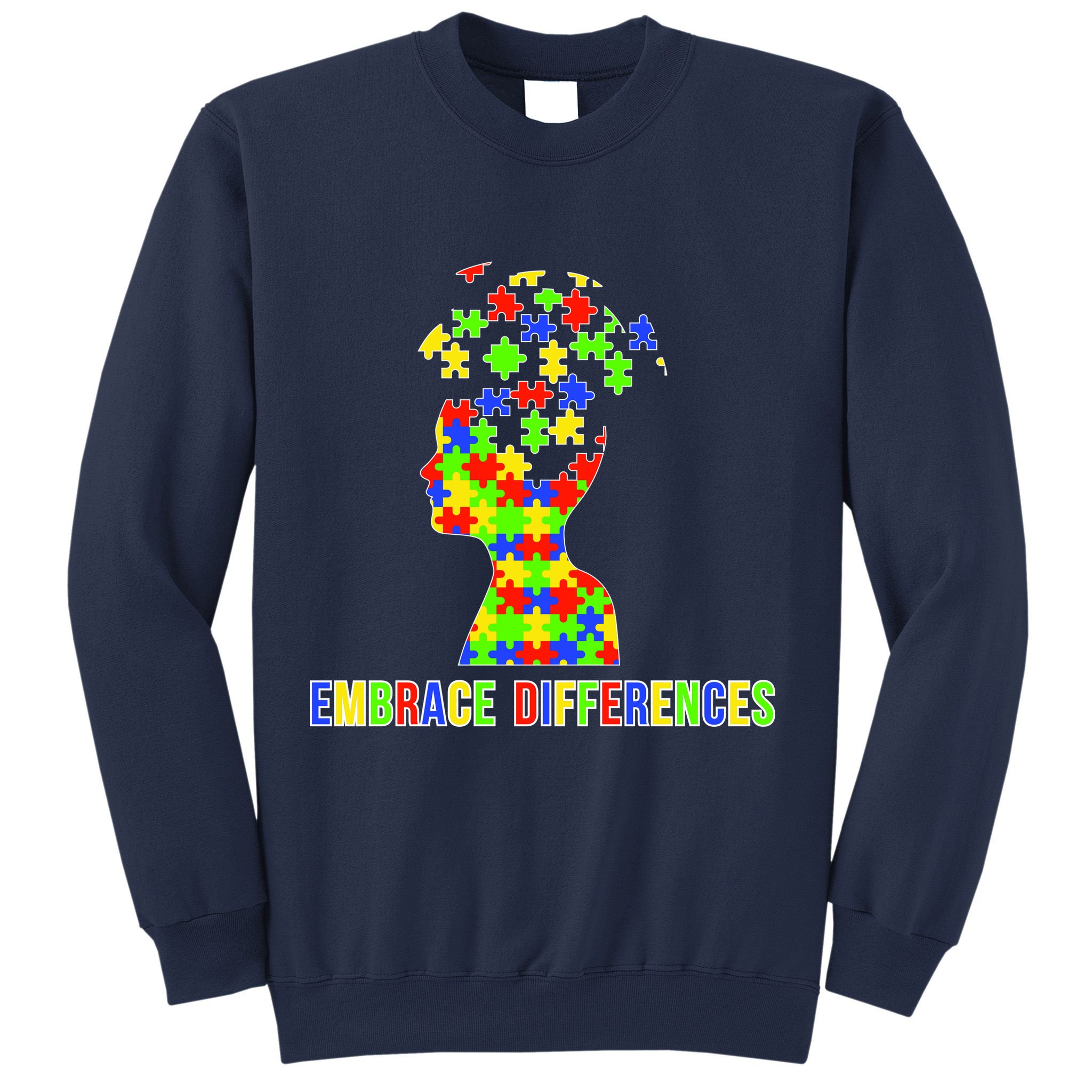 Embrace Differences Autism Awareness Puzzle Pieces Sweatshirt