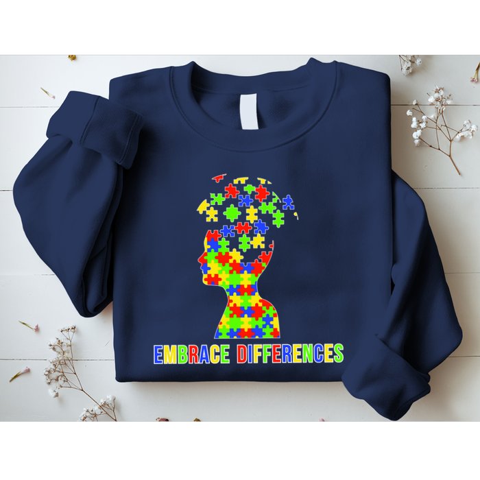 Embrace Differences Autism Awareness Puzzle Pieces Sweatshirt