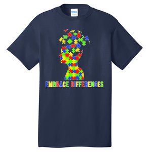 Embrace Differences Autism Awareness Puzzle Pieces Tall T-Shirt