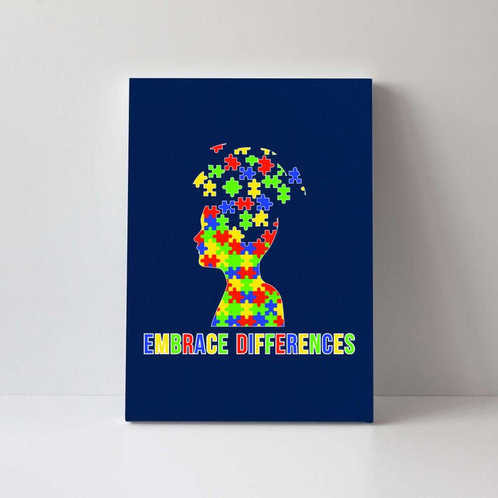 Embrace Differences Autism Awareness Puzzle Pieces Canvas