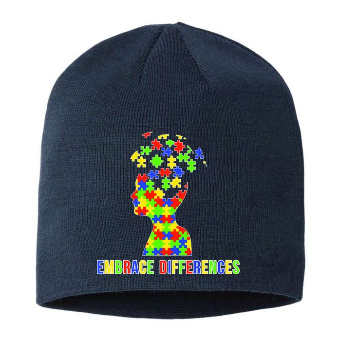 Embrace Differences Autism Awareness Puzzle Pieces Sustainable Beanie