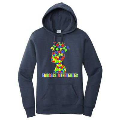 Embrace Differences Autism Awareness Puzzle Pieces Women's Pullover Hoodie