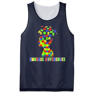 Embrace Differences Autism Awareness Puzzle Pieces Mesh Reversible Basketball Jersey Tank