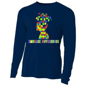 Embrace Differences Autism Awareness Puzzle Pieces Cooling Performance Long Sleeve Crew