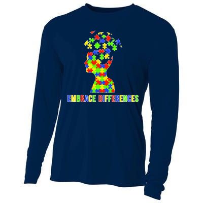 Embrace Differences Autism Awareness Puzzle Pieces Cooling Performance Long Sleeve Crew