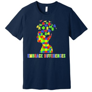 Embrace Differences Autism Awareness Puzzle Pieces Premium T-Shirt