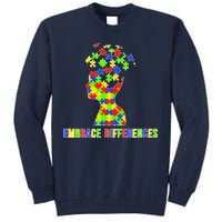 Embrace Differences Autism Awareness Puzzle Pieces Tall Sweatshirt