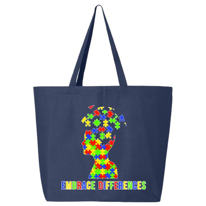 Embrace Differences Autism Awareness Puzzle Pieces 25L Jumbo Tote