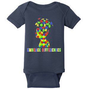 Embrace Differences Autism Awareness Puzzle Pieces Baby Bodysuit