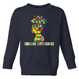 Embrace Differences Autism Awareness Puzzle Pieces Toddler Sweatshirt