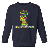 Embrace Differences Autism Awareness Puzzle Pieces Toddler Sweatshirt