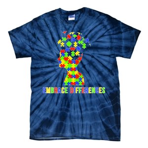 Embrace Differences Autism Awareness Puzzle Pieces Tie-Dye T-Shirt