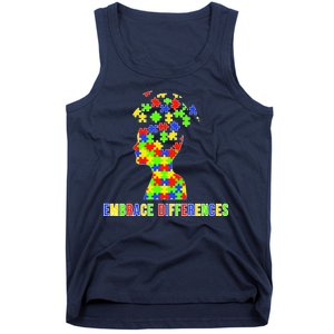 Embrace Differences Autism Awareness Puzzle Pieces Tank Top