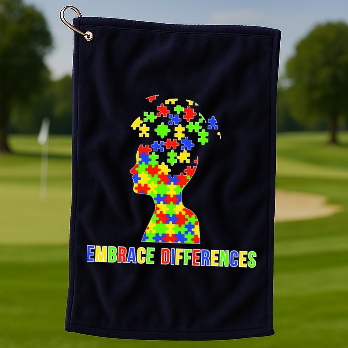 Embrace Differences Autism Awareness Puzzle Pieces Golf Towel
