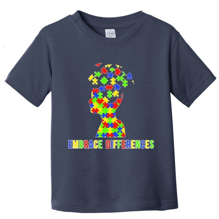 Embrace Differences Autism Awareness Puzzle Pieces Toddler T-Shirt