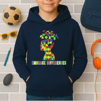 Embrace Differences Autism Awareness Puzzle Pieces Kids Hoodie
