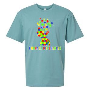 Embrace Differences Autism Awareness Puzzle Pieces Sueded Cloud Jersey T-Shirt