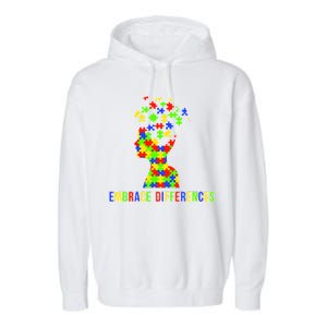 Embrace Differences Autism Awareness Puzzle Pieces Garment-Dyed Fleece Hoodie