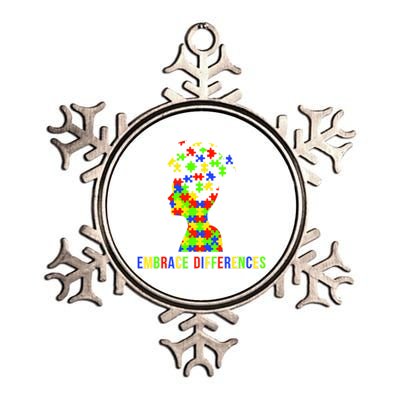 Embrace Differences Autism Awareness Puzzle Pieces Metallic Star Ornament