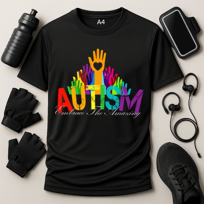 Embrace The Amazing Autism Hands Cooling Performance Crew T-Shirt