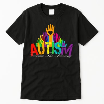 Embrace The Amazing Autism Hands Tall T-Shirt