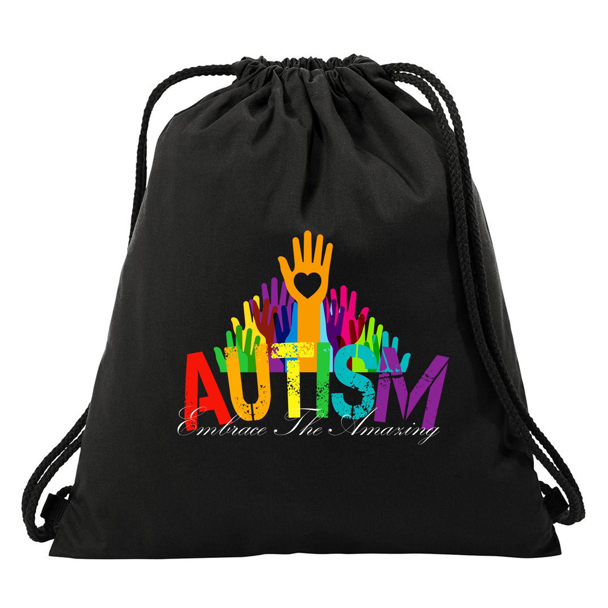 Embrace The Amazing Autism Hands Drawstring Bag