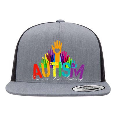 Embrace The Amazing Autism Hands Flat Bill Trucker Hat