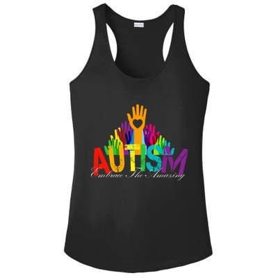 Embrace The Amazing Autism Hands Ladies PosiCharge Competitor Racerback Tank
