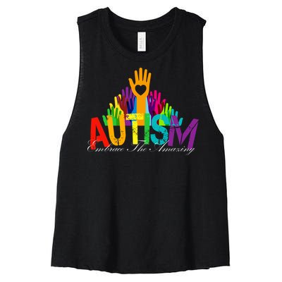 Embrace The Amazing Autism Hands Women's Racerback Cropped Tank