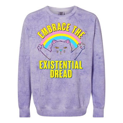 Embrace The Existential Dread Cat Colorblast Crewneck Sweatshirt